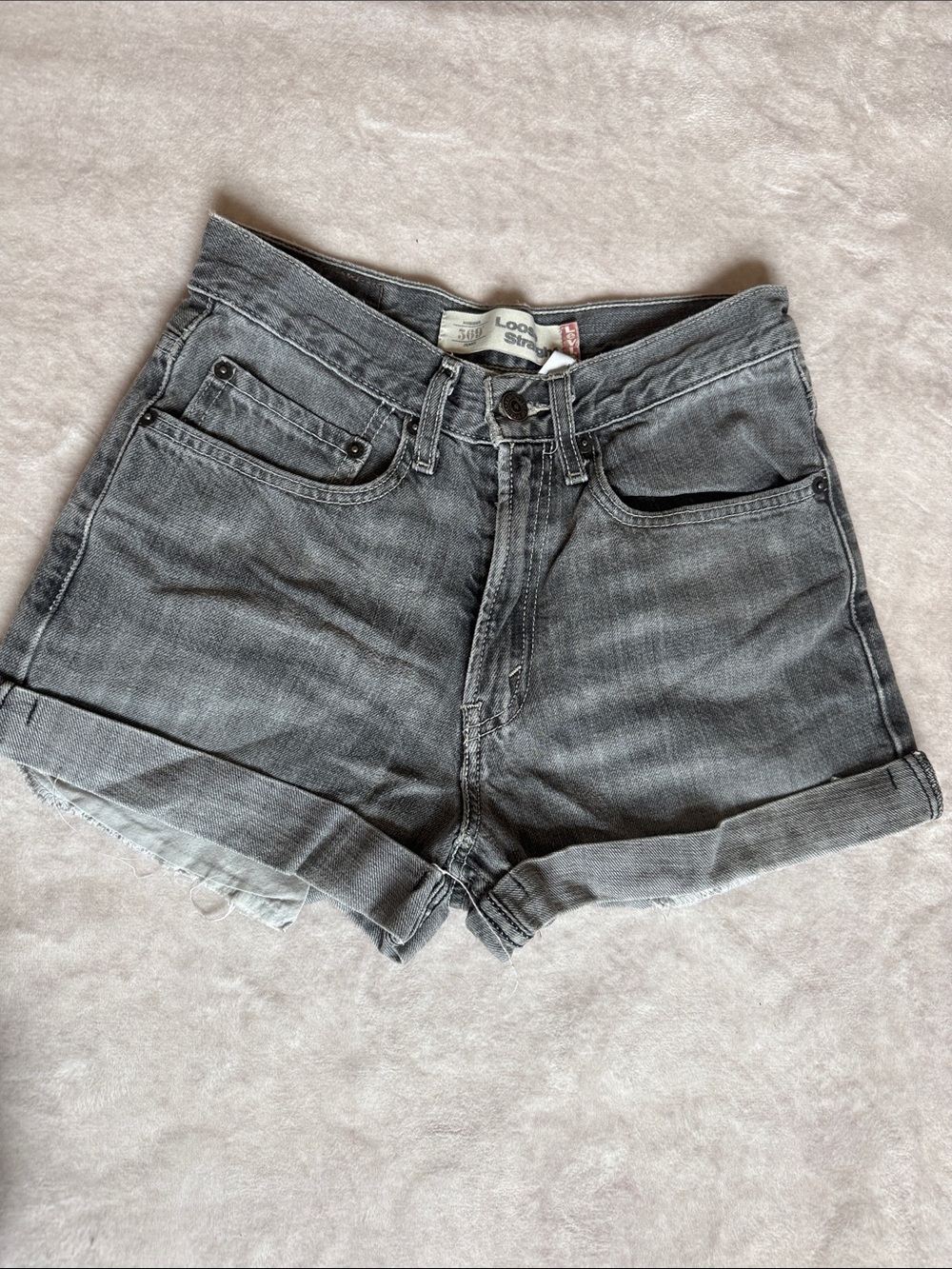 Levi's Loose Straight Cuffed Jean Shorts in Gray